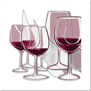 Elegant Wine Glass Symphony Illustration No. 655 Posters and Art